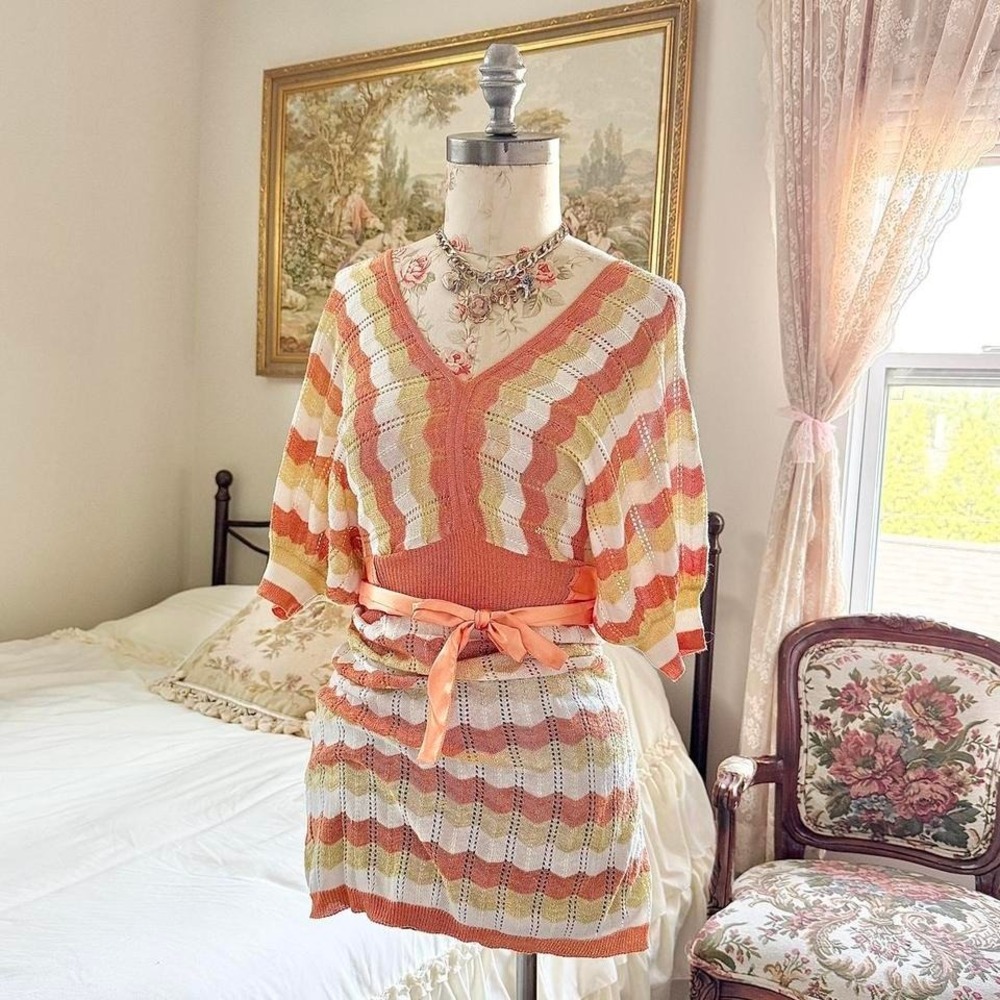 striped knit mini dress  Y2K rampage pastel striped knit mini dress size medium